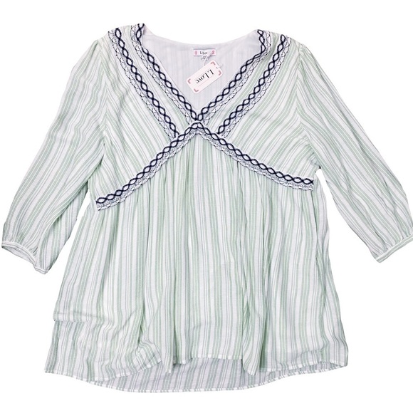 ✨🆕 NWT L. Love Striped textured striped tunic top Womens size 2XL - Picture 4 of 12